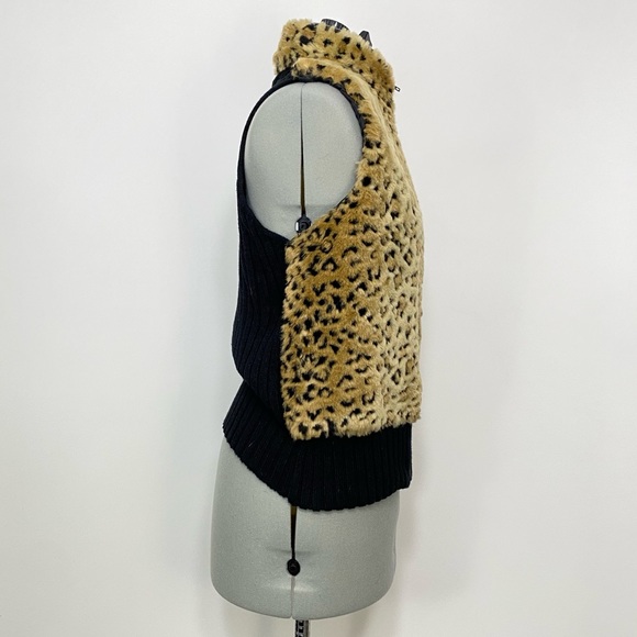 Cheetah Print Leopard Faux Fur Vest Sweater Heirloom Collectibles Medium Large - Picture 5 of 11
